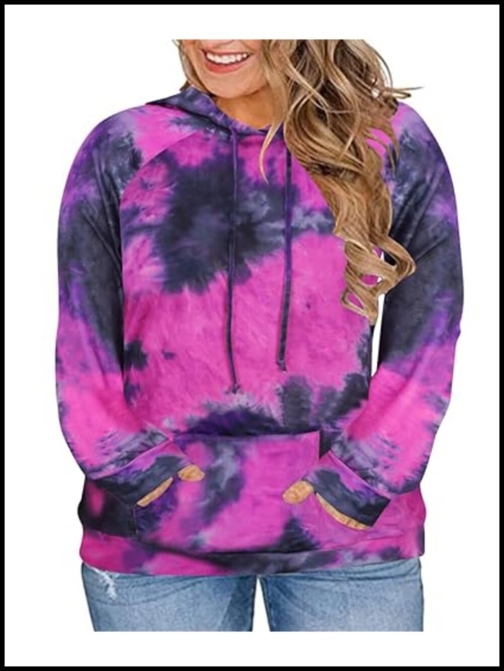 Plus Size Tie Dye Hoodie Long Sleeve Pullover Sweatshirt